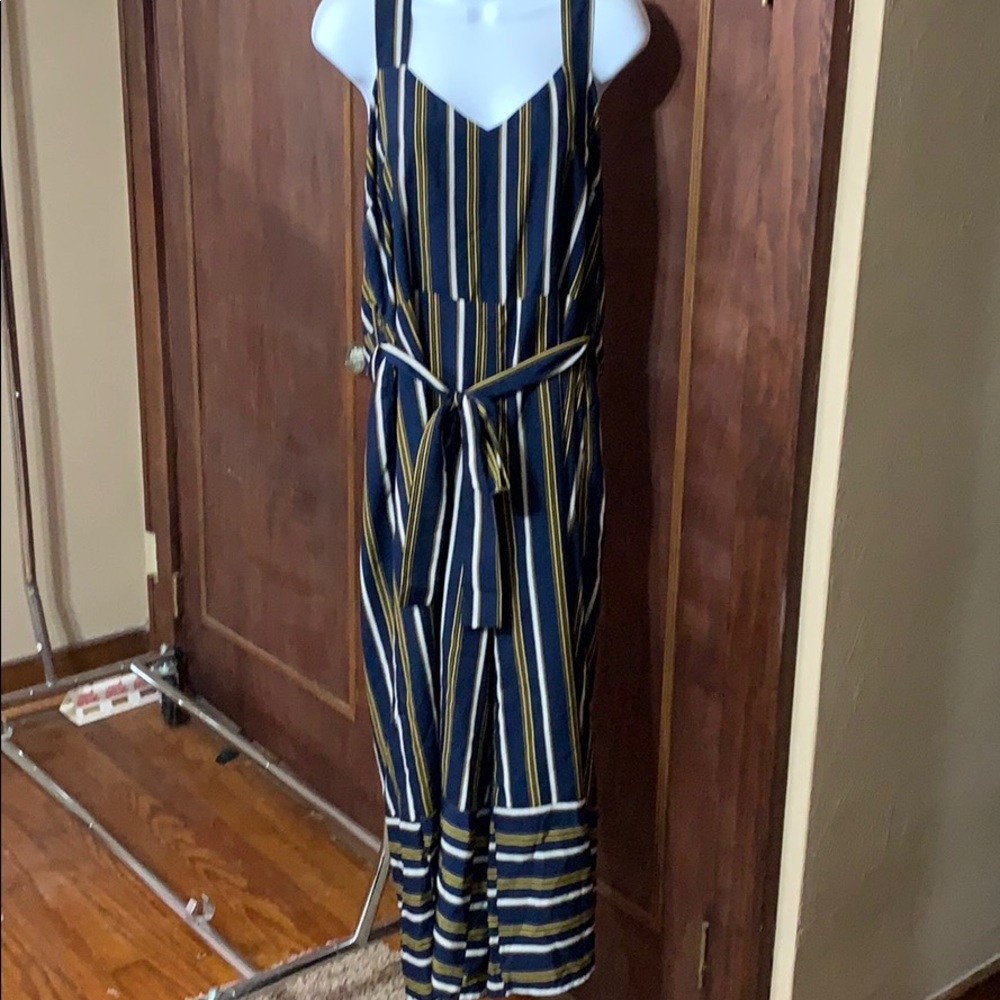 Blue striped one piece